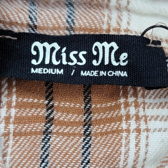 MISS ME Orange Multi Plaid Hoodie MT2476L Women's Size Medium New - Picture 6 of 10